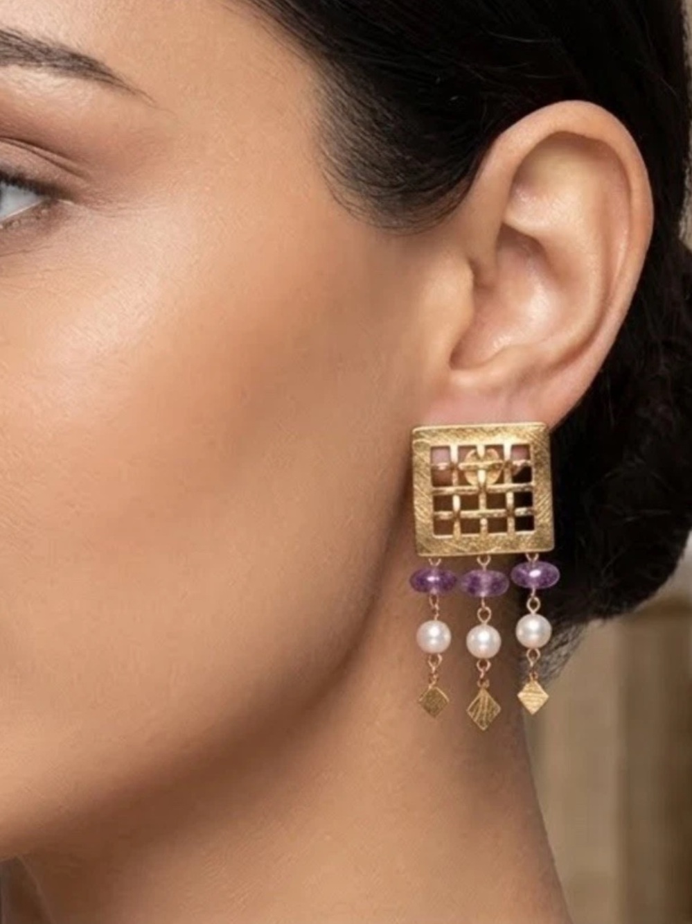 Vintage 18k gold rolled plated earrings